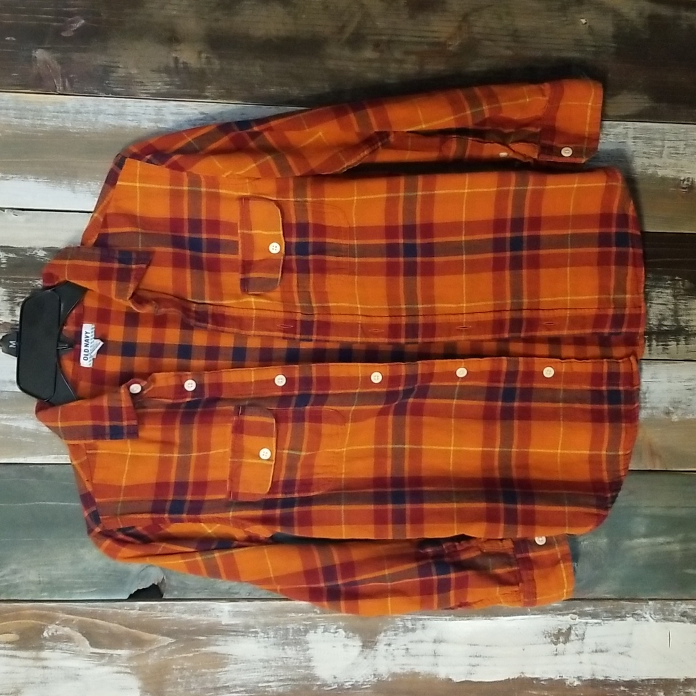 Boys Old Navy plaid button shirt Sz L